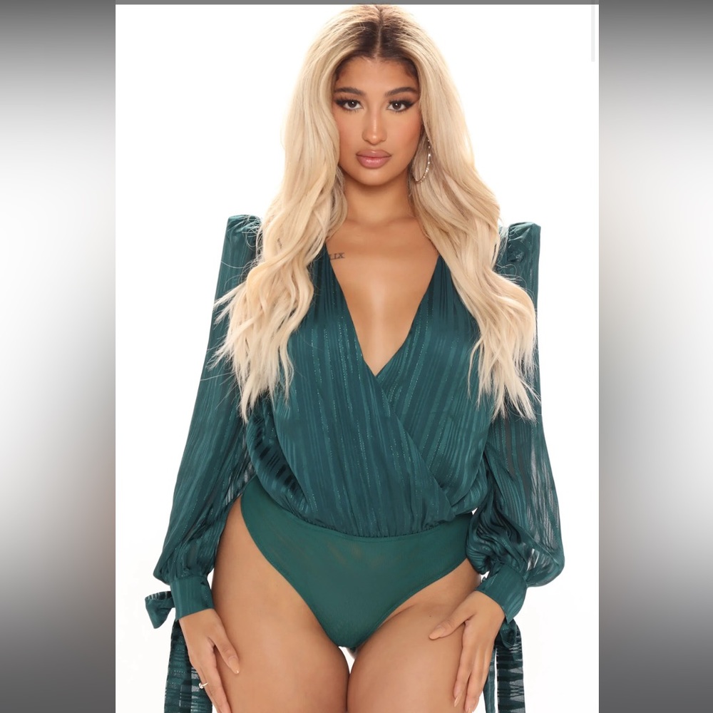 Fashion Nova Power Moves Bodysuit - Emerald - XL